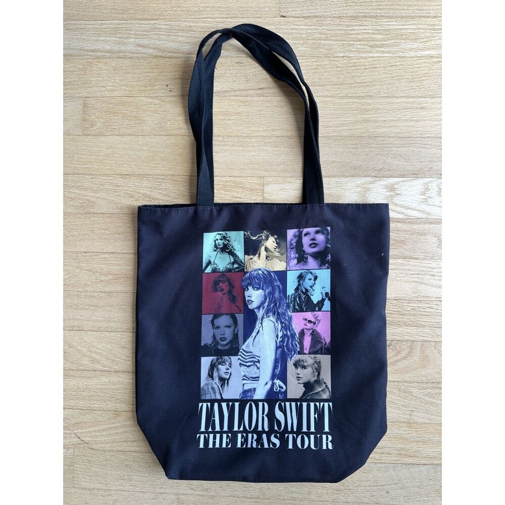 Taylor Swift The Eras Tour Official Merchandise Black Canvas Tote Bag Concert